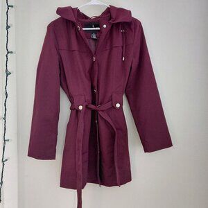 London Fog Burgundy Trench Coat Small Hood